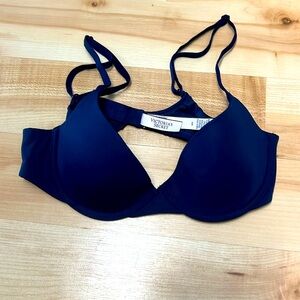 Victoria’s Secret 32A semi bra, navy, demure, adjustable straps, underwire